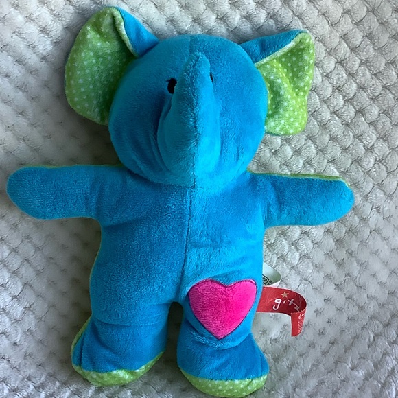 Gitzy Plush Blue Elephant Green Polka Dots with Rattle Inside Stuffed Animal Toy - Picture 8 of 13